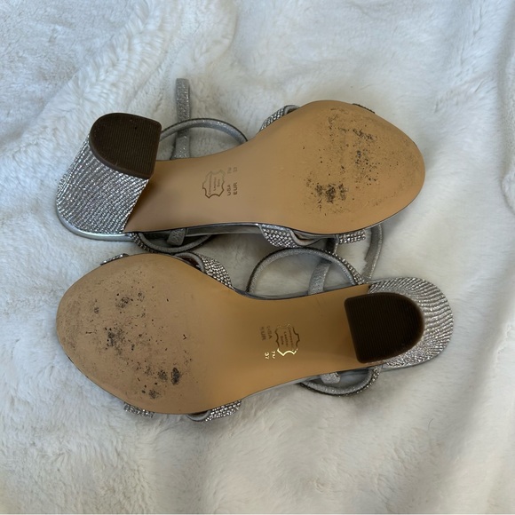 NINA Sarah Rhinestone Block Heel Sandal in Silver - Picture 4 of 6